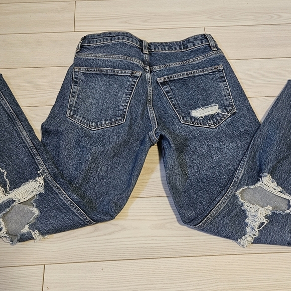 Topshop Jeans Blue Distressed Pockets Womens Size  26 straight denim - Picture 5 of 5